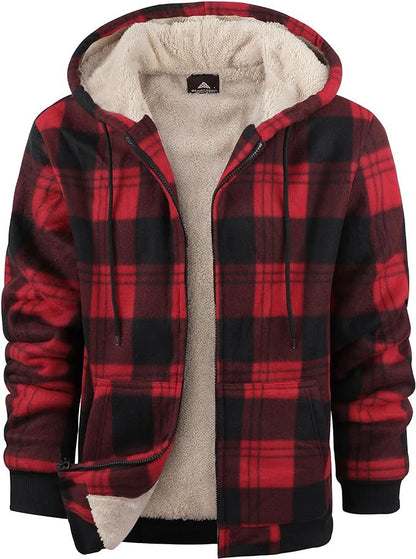 Veste à capuche zippée à imprimé écossais pour homme, manteau d'hiver épais en coton rembourré, vêtements chauds