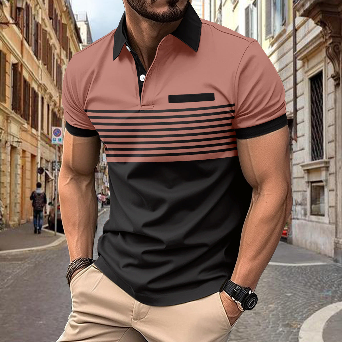 Casual Striped Shirt With Chest Pocket Men Clothing - ARCHSHOPE