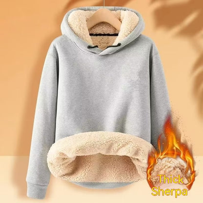 Men's Fleece Hoodie Winter Lined Padded Warm Keeping Loose Hooded Sweater - ARCHSHOPE