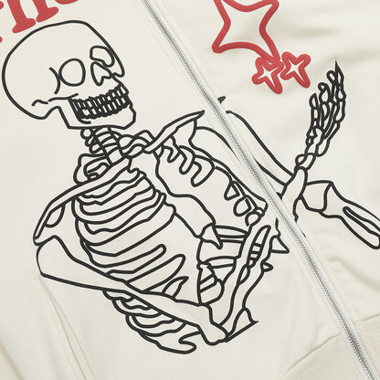 Skull Print Hooded Cardigan Sweater Man - ARCHSHOPE