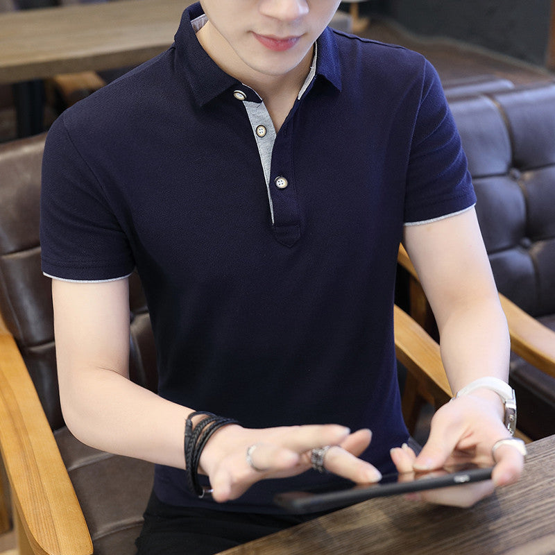 Polo Shirt For Men Casual Short Sleeve Polo Shirts Patchwork Turn-down Collar Zipper T-Shirt Summer Men Shirt Tops - ARCHSHOPE