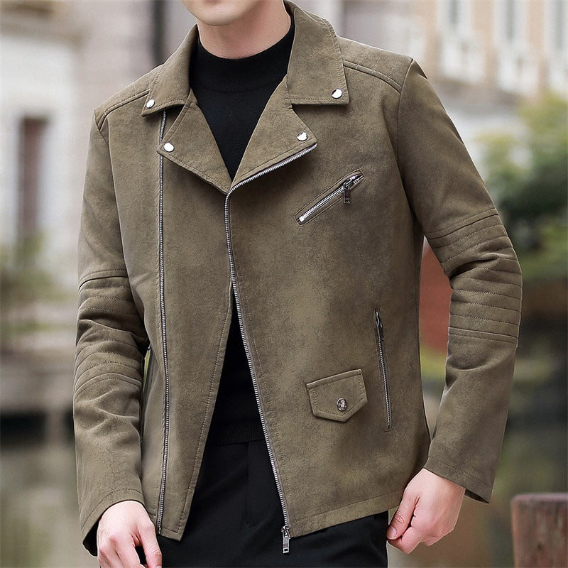 Fashion Velvet Padded Leather Coat Men's Suit Collar - ARCHSHOPE