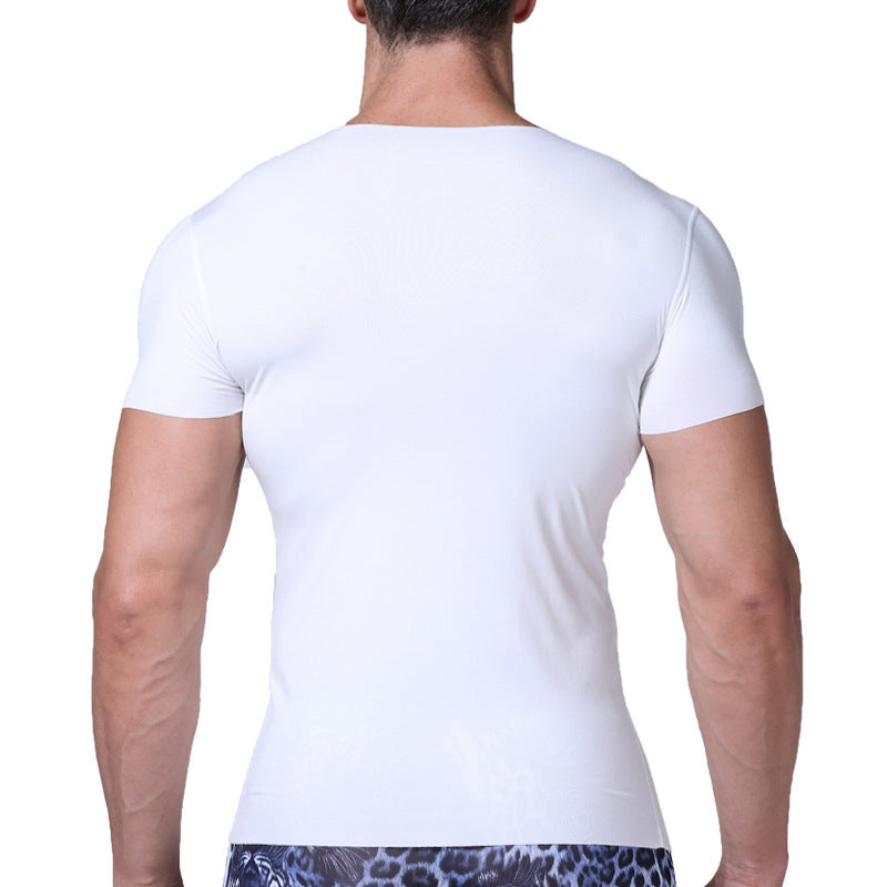 Cut half-sleeved solid color bottoming shirtr bottoming shirt - ARCHSHOPE