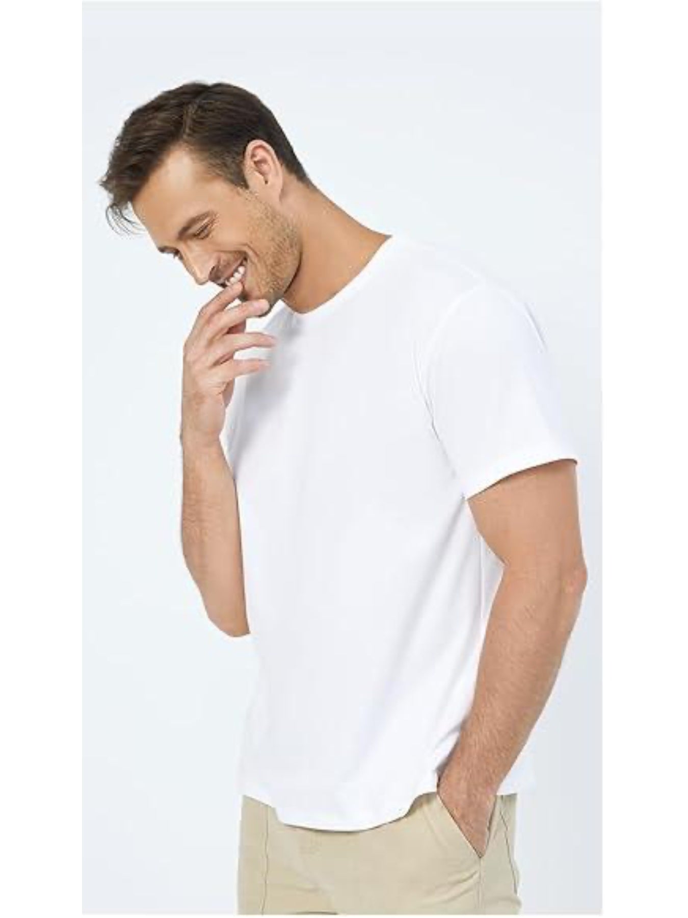 Neat White Basic Crewneck Short Sleeve Cotton Polyester Water Repellent Tops T Shirts Tee For Men - ARCHSHOPE