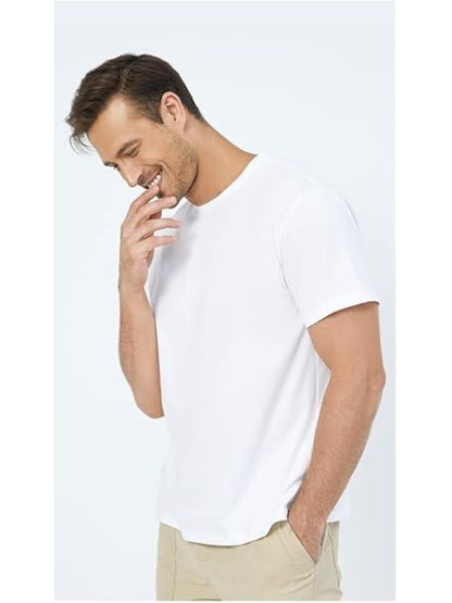 Neat White Basic Crewneck Short Sleeve Cotton Polyester Water Repellent Tops T Shirts Tee For Men - ARCHSHOPE