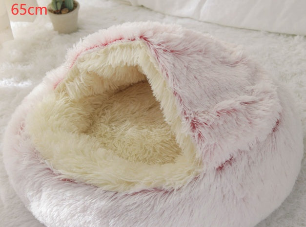 2 In 1 Dog And Cat Bed Pet Winter Bed Round Plush Warm Bed House Soft Long Plush Pets Bed Pet Products - ARCHSHOPE