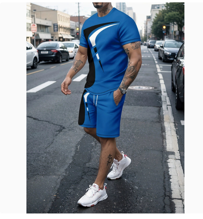 Men's Casual T-shirt Shorts Two-piece Printed Sportswear - ARCHSHOPE