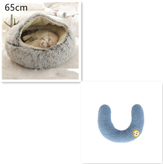2 In 1 Dog And Cat Bed Pet Winter Bed Round Plush Warm Bed House Soft Long Plush Pets Bed Pet Products - ARCHSHOPE