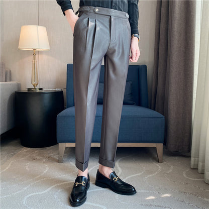 Thin Draping Belt Casual Pants Trendy Men's Suit Pants