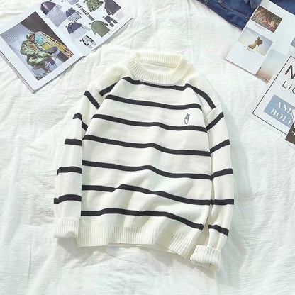 Autumn And Winter Turtleneck Sweaters For Men And Boys Trend All-match Line Clothes Lazy Wind