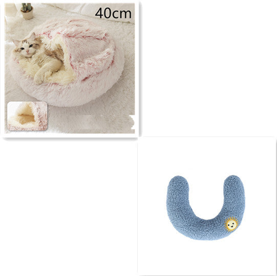 2 In 1 Dog And Cat Bed Pet Winter Bed Round Plush Warm Bed House Soft Long Plush Pets Bed Pet Products - ARCHSHOPE