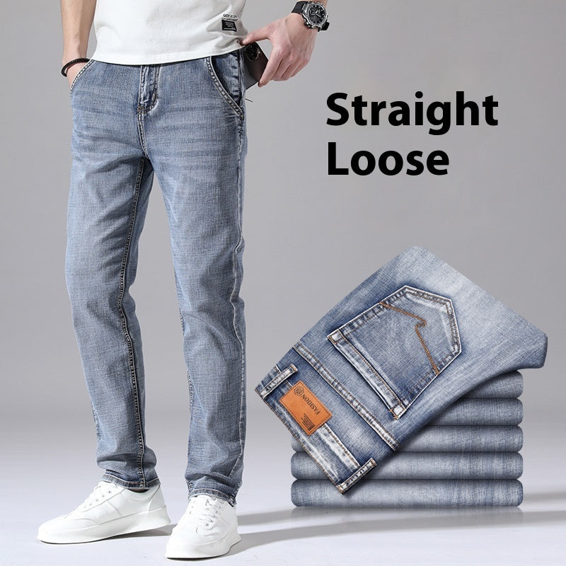 Jean rétro fin, coupe droite et ample, pantalon décontracté pour homme