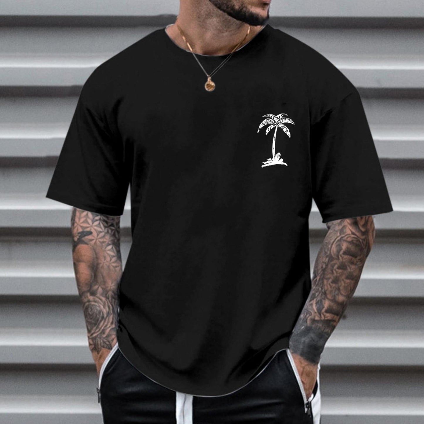 Men's Round Neck Printed Simple Pullover Short Sleeve T-shirt - ARCHSHOPE