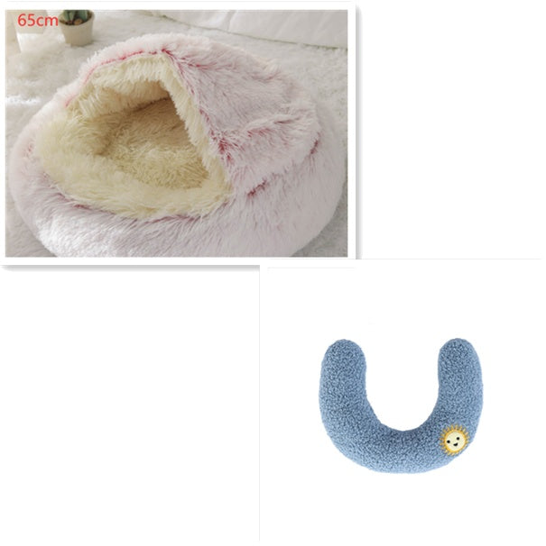 2 In 1 Dog And Cat Bed Pet Winter Bed Round Plush Warm Bed House Soft Long Plush Pets Bed Pet Products - ARCHSHOPE