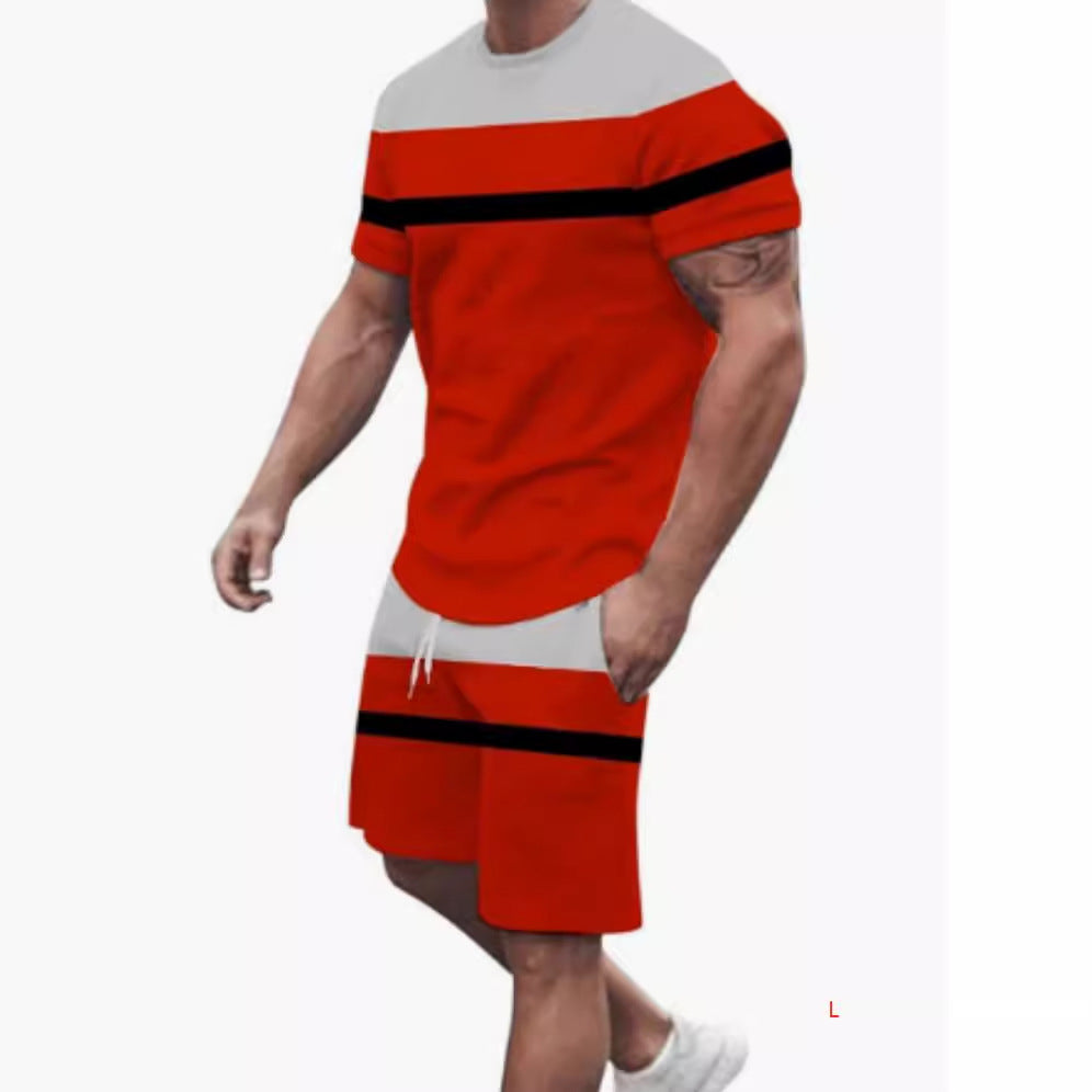 Men's Casual T-shirt Shorts Two-piece Printed Sportswear - ARCHSHOPE