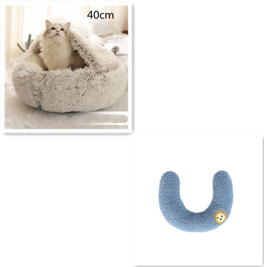 2 In 1 Dog And Cat Bed Pet Winter Bed Round Plush Warm Bed House Soft Long Plush Pets Bed Pet Products - ARCHSHOPE