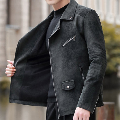 Fashion Velvet Padded Leather Coat Men's Suit Collar - ARCHSHOPE