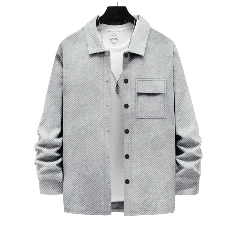 Men's Retro Casual Jacquard Knitted Lapel Shirt Jacket - ARCHSHOPE
