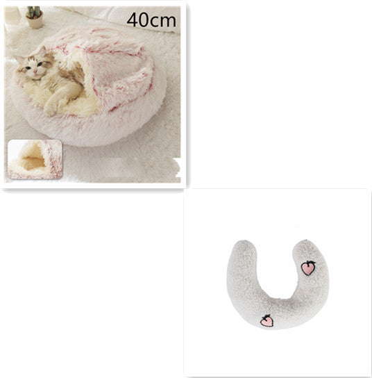 2 In 1 Dog And Cat Bed Pet Winter Bed Round Plush Warm Bed House Soft Long Plush Pets Bed Pet Products - ARCHSHOPE