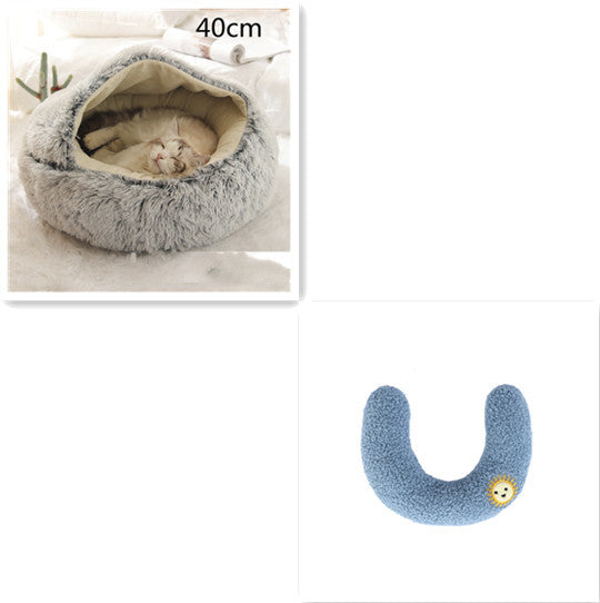 2 In 1 Dog And Cat Bed Pet Winter Bed Round Plush Warm Bed House Soft Long Plush Pets Bed Pet Products - ARCHSHOPE