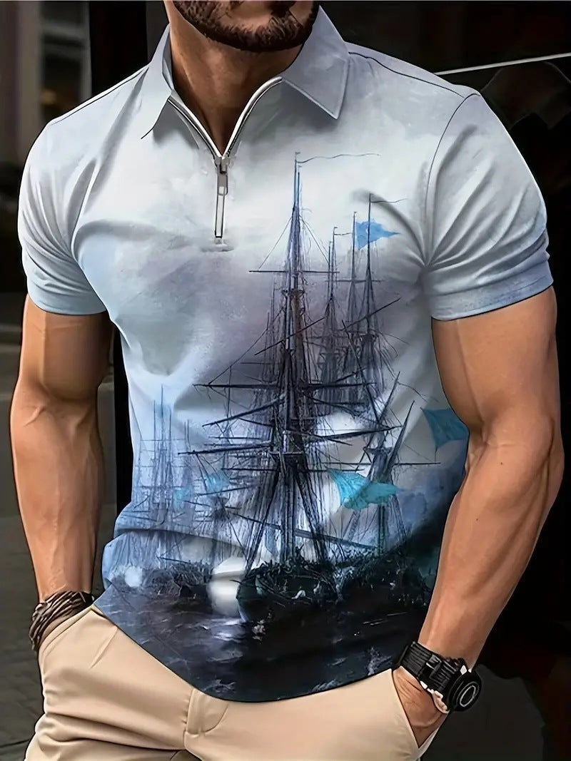 Men's Print Breathable Fashion Polo Shirt Top - ARCHSHOPE