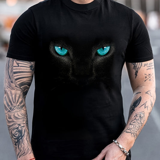 Men's Fashionable Color Blocked Short Sleeved Round Neck T-shirt, Summer Outdoor, 3D Heartbeat And Airplane Graphic Printing - ARCHSHOPE