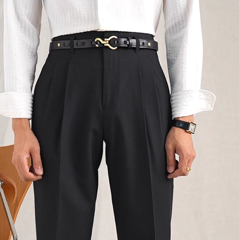 Polyester Straight High Waist Suit Pants