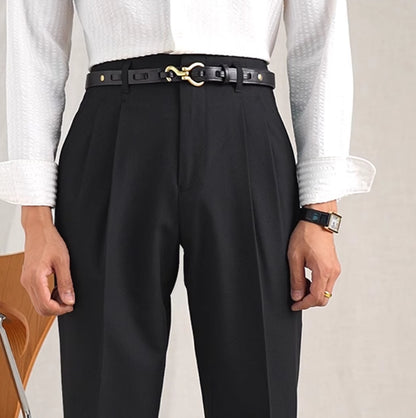 Polyester Straight High Waist Suit Pants