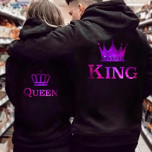 Women Hoodies King Queen Printed Sweatshirt Lovers - ARCHSHOPE