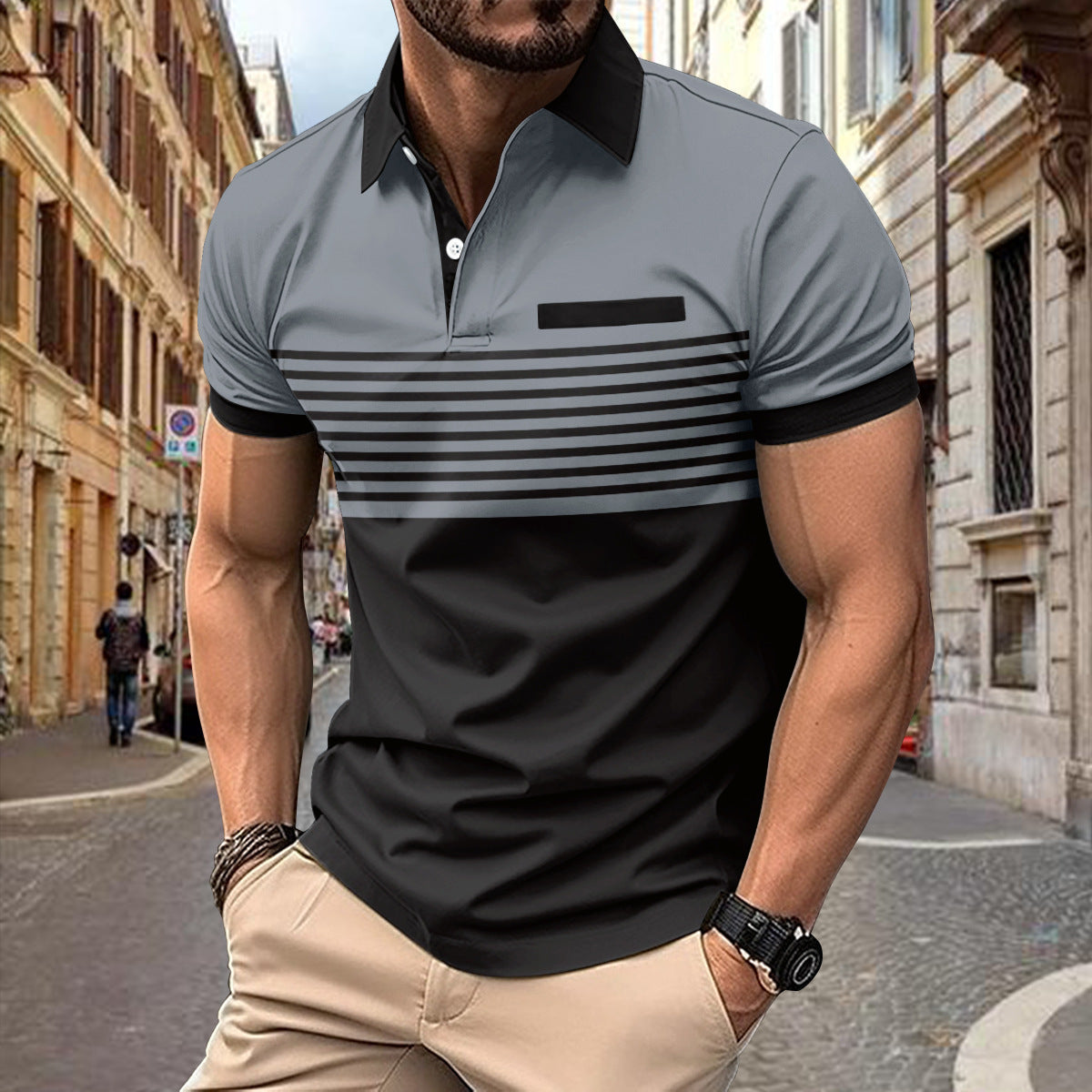 Casual Striped Shirt With Chest Pocket Men Clothing - ARCHSHOPE