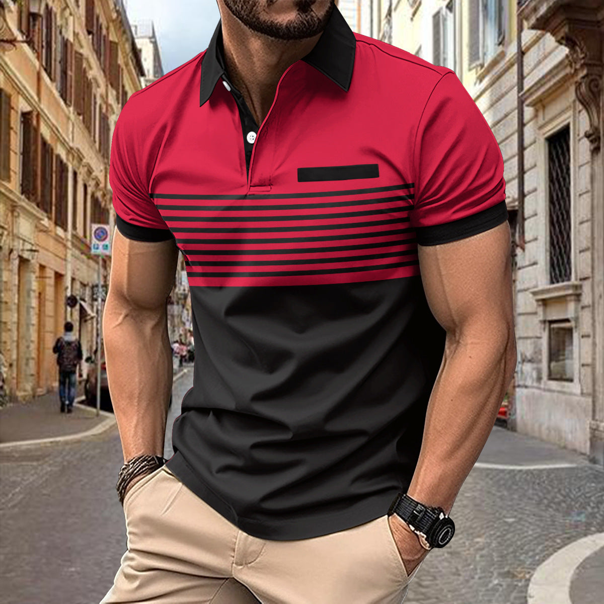 Casual Striped Shirt With Chest Pocket Men Clothing - ARCHSHOPE