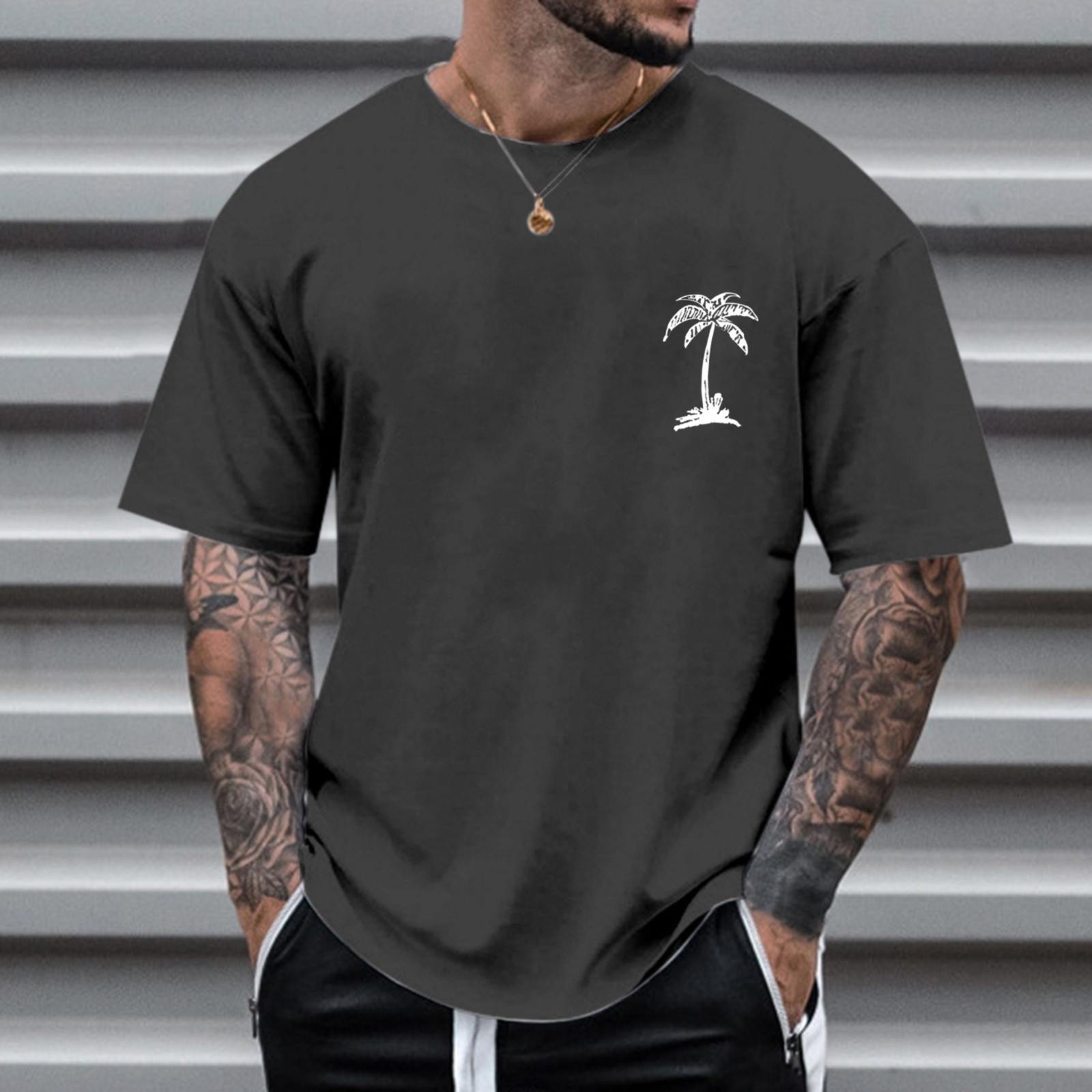 Men's Round Neck Printed Simple Pullover Short Sleeve T-shirt - ARCHSHOPE