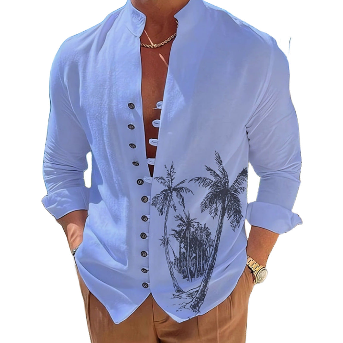 Chemise simple et décontractée pour homme avec impression numérique 3D