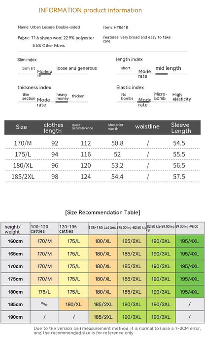 Winter Double-sided Woolen Coat Men's Mid-length Wool Casual Thickening Woolen Coat