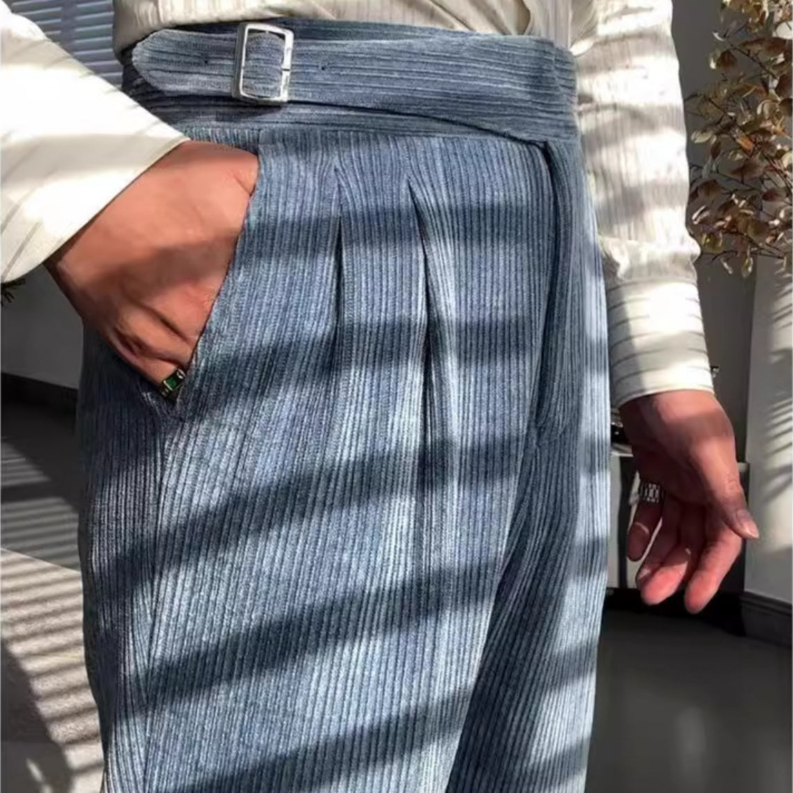 Mid-High Waist Suit Pants Men's Casual Pants Slim Drooping Straight