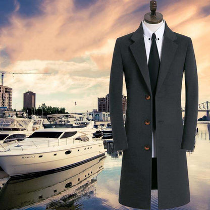 Men's Medium Long Woolen Coat