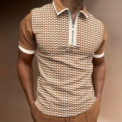 Men's Summer Polo Zipper Color Matching Sports Polo Shirt - ARCHSHOPE
