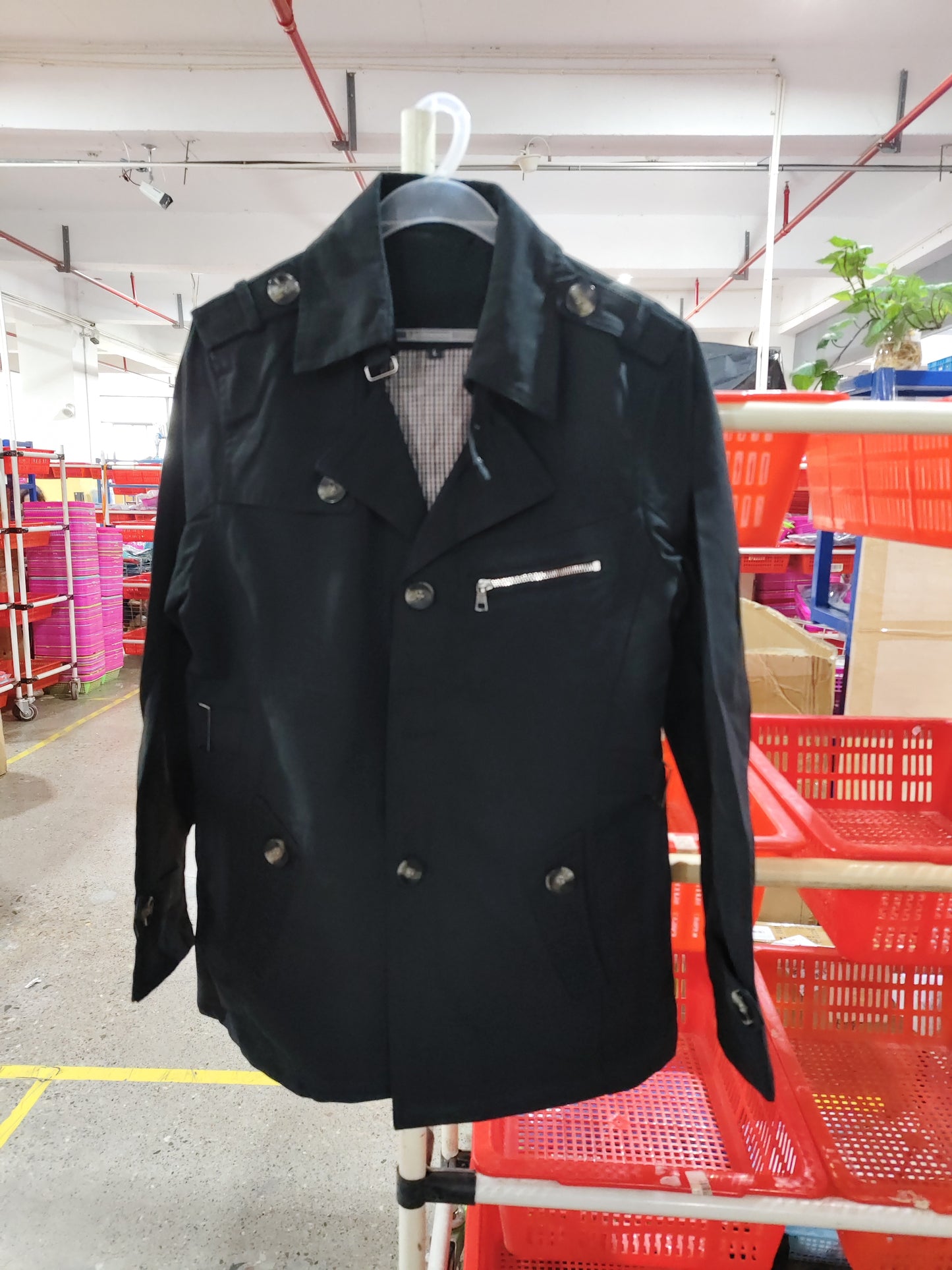 Men's casual jacket mid-length trench coat