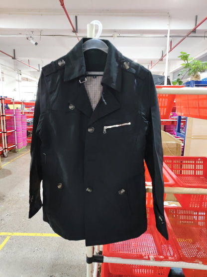 Men's casual jacket mid-length trench coat