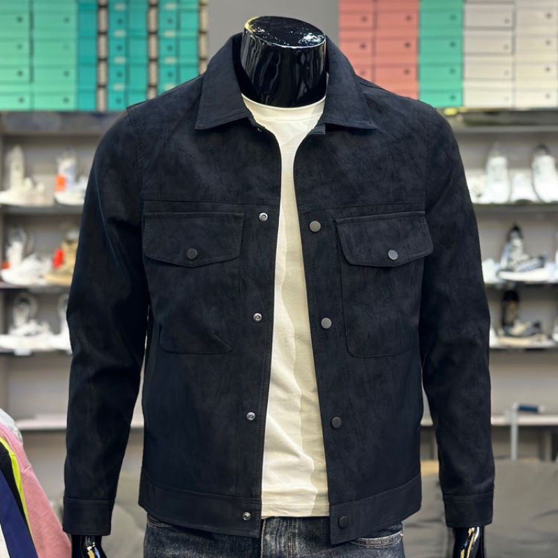 New Casual Collar Trendy Cool Suede Jacket Single-breasted Men's Jacket - ARCHSHOPE