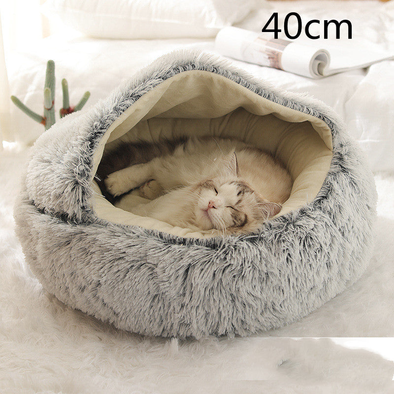 2 In 1 Dog And Cat Bed Pet Winter Bed Round Plush Warm Bed House Soft Long Plush Pets Bed Pet Products - ARCHSHOPE