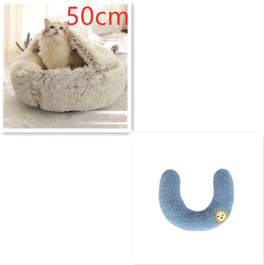 2 In 1 Dog And Cat Bed Pet Winter Bed Round Plush Warm Bed House Soft Long Plush Pets Bed Pet Products - ARCHSHOPE