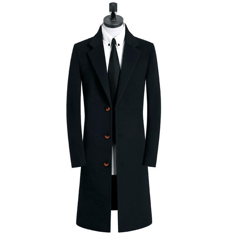 Men's Medium Long Woolen Coat