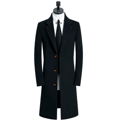 Men's Medium Long Woolen Coat