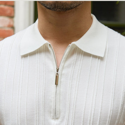 All-matching Slim Fit Sunken Stripe Knitwear Short Sleeve - ARCHSHOPE