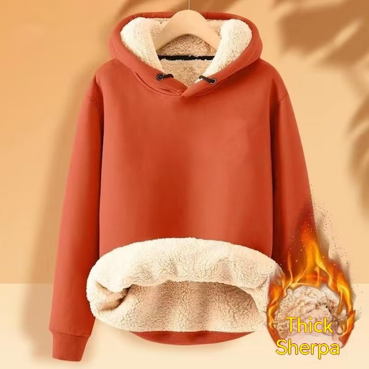 Men's Fleece Hoodie Winter Lined Padded Warm Keeping Loose Hooded Sweater - ARCHSHOPE