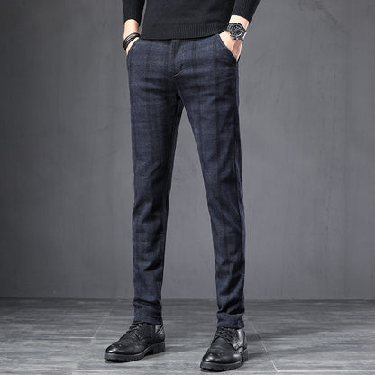 Autumn Plaid Pants Slim Straight Loose Men's Casual Pants Trousers Small Feet