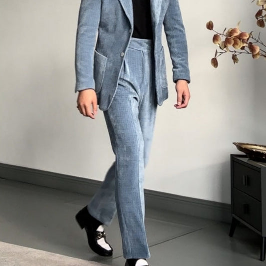 Mid-High Waist Suit Pants Men's Casual Pants Slim Drooping Straight