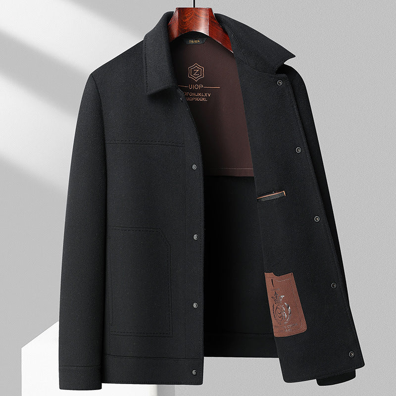 Autumn And Winter Handmade Double-faced Woolen Goods Wool Polo Collar Jacket - ARCHSHOPE