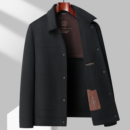 Autumn And Winter Handmade Double-faced Woolen Goods Wool Polo Collar Jacket - ARCHSHOPE